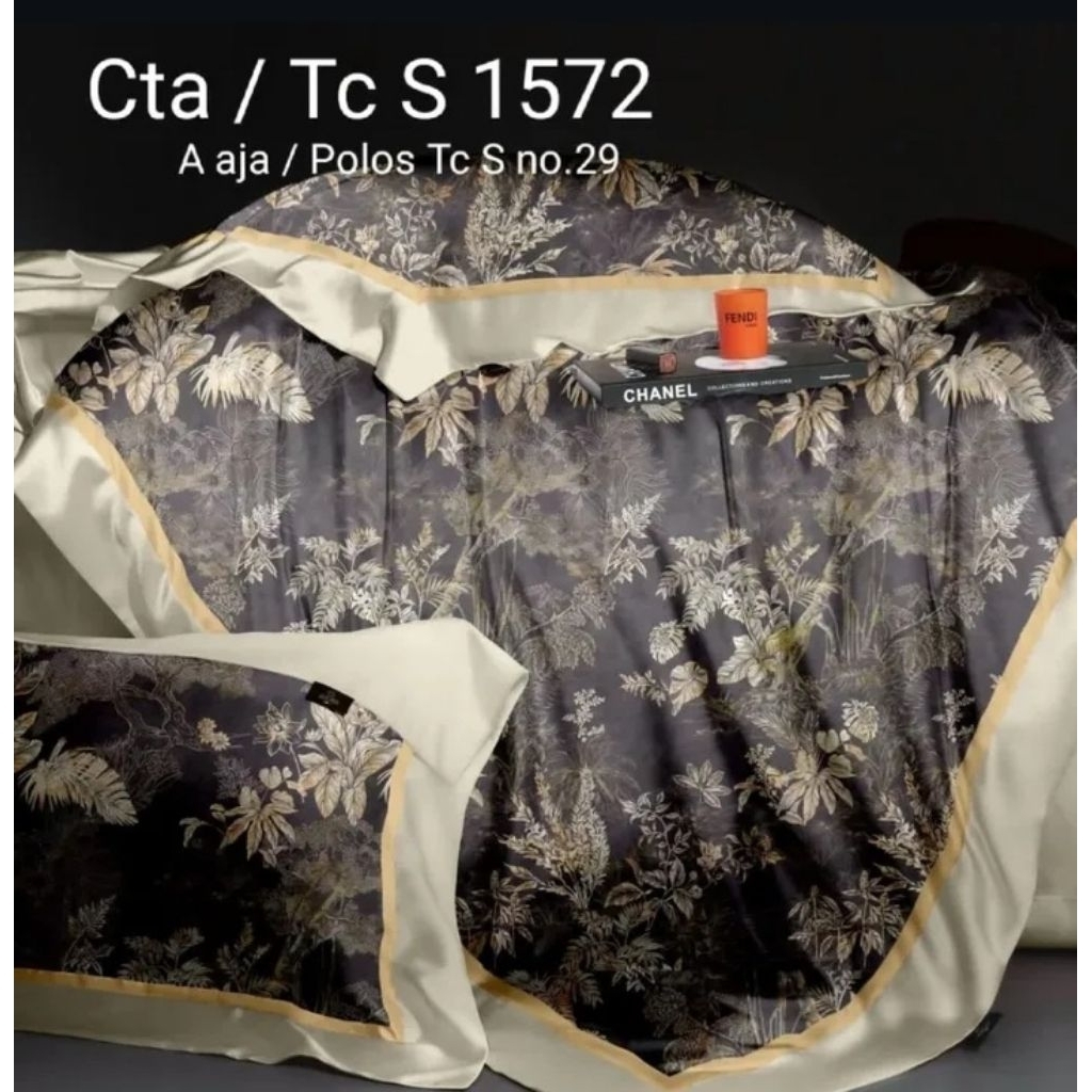 sprei tencel premium halus, lembut & adem motif daun ukuran 200x200