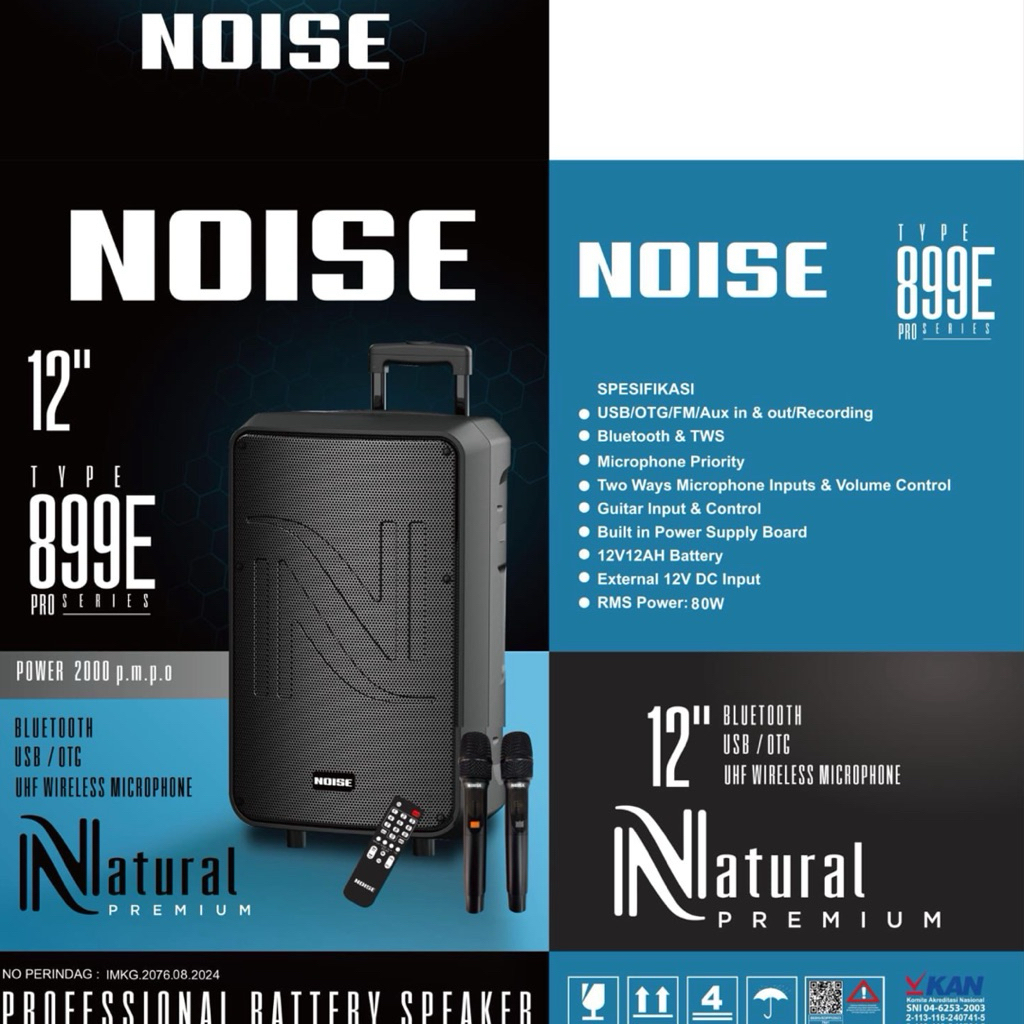 Speaker Portable Wireless Noise 899 E PRO 899e Original 12 inch Bluetooth