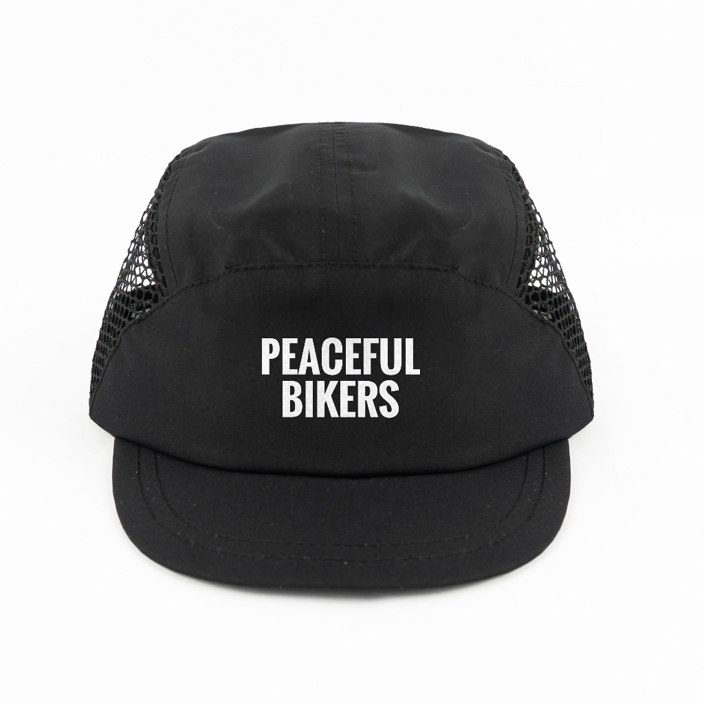 [Free Box] Troy Company Active Cap Cycling Cap Black Peace Biker - Topi Outdoor Topi Lari Topi Sepeda Hitam ACD 3469