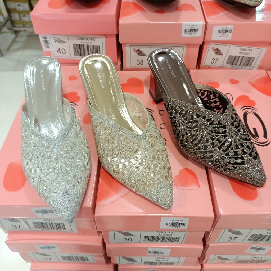 sandal wanita pesta selop heels 7cm GENNY original