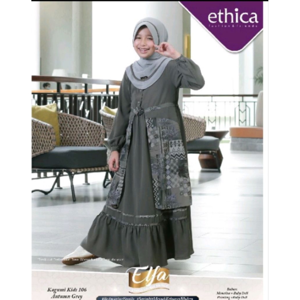 GAMIS ANAK ETHICA KAGUMI KIDS 106 AUTUM GREY SIZE 2