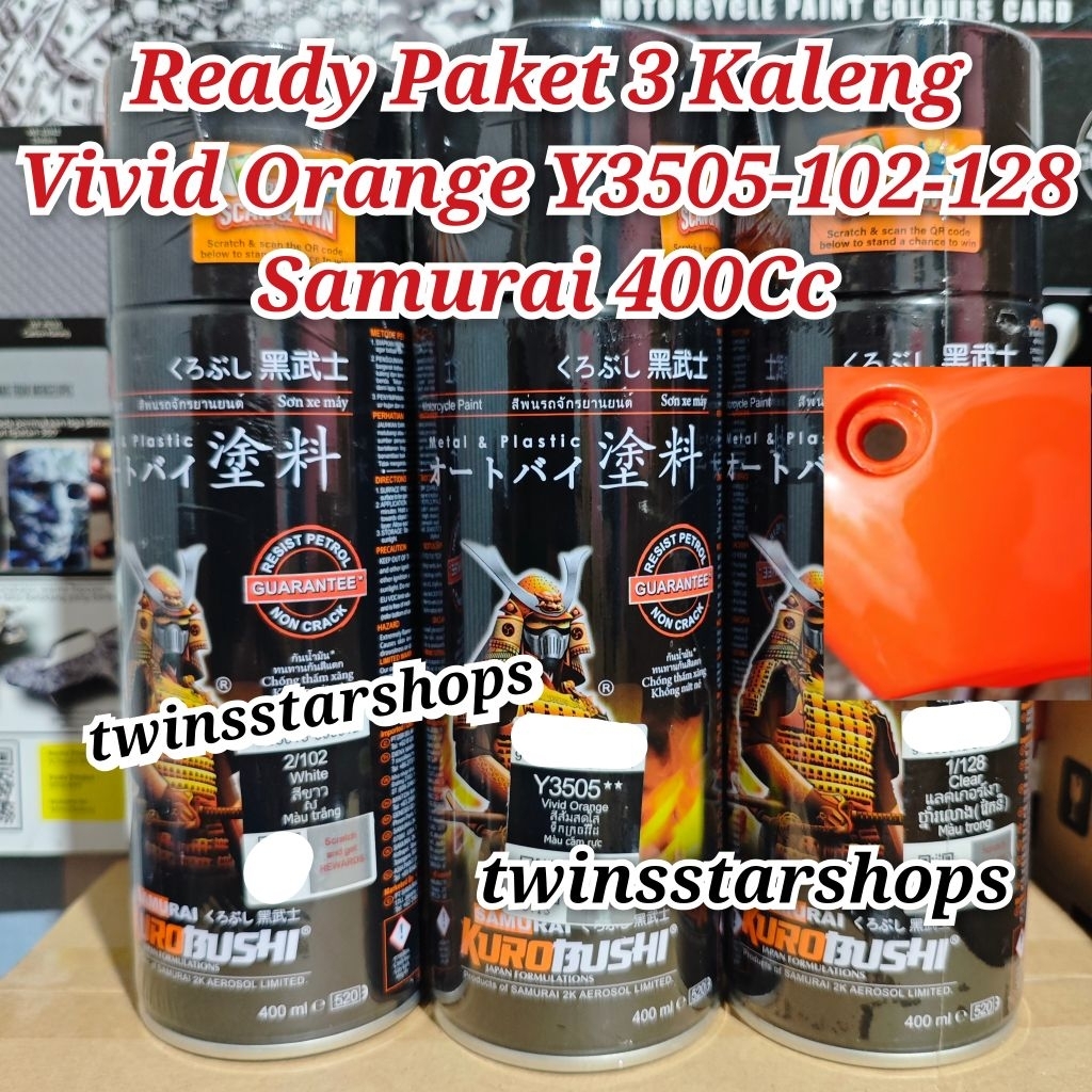 Pilok Pylox Cat Samurai Paket 3 Kaleng Vivid Orange Y3505 Oren Metalik White 102 Epoxy Putih UC 1002