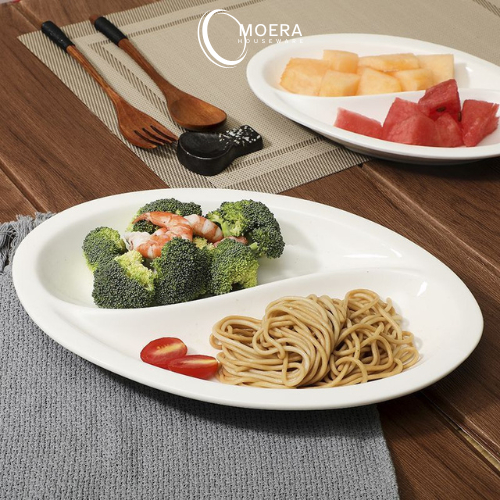 MOERA Piring keramik sekat dua / piring keramik serbaguna sekat / piring keramik premium hotelware 1