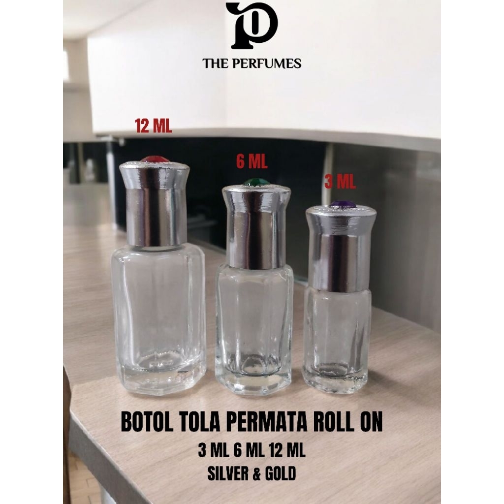BOTOL ROLL ON PARFUM | BOTOL OLES TOLA PERMATA | BOTOL PARFUM ROLL ON TOLA 3 ML , 6 ML DAN 12 ML | B