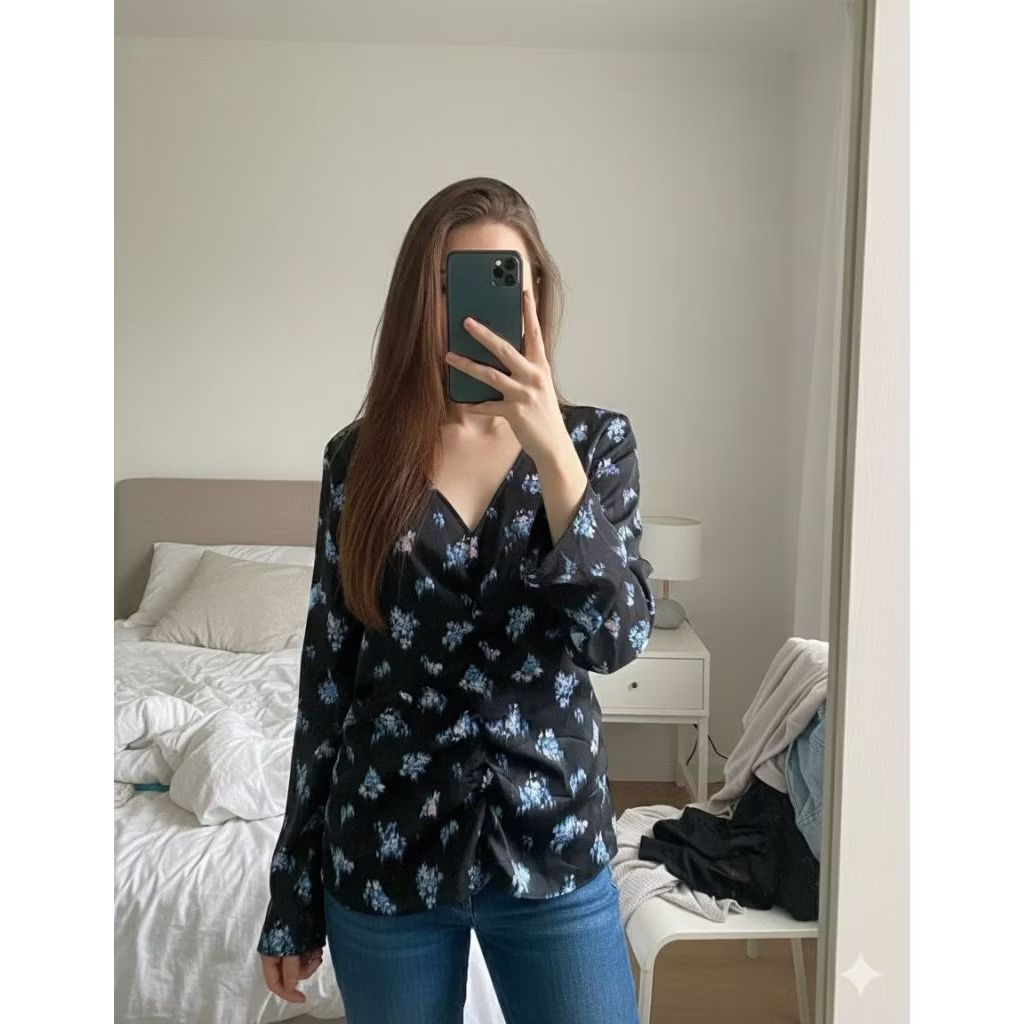 HnM Floral Satin Blouse