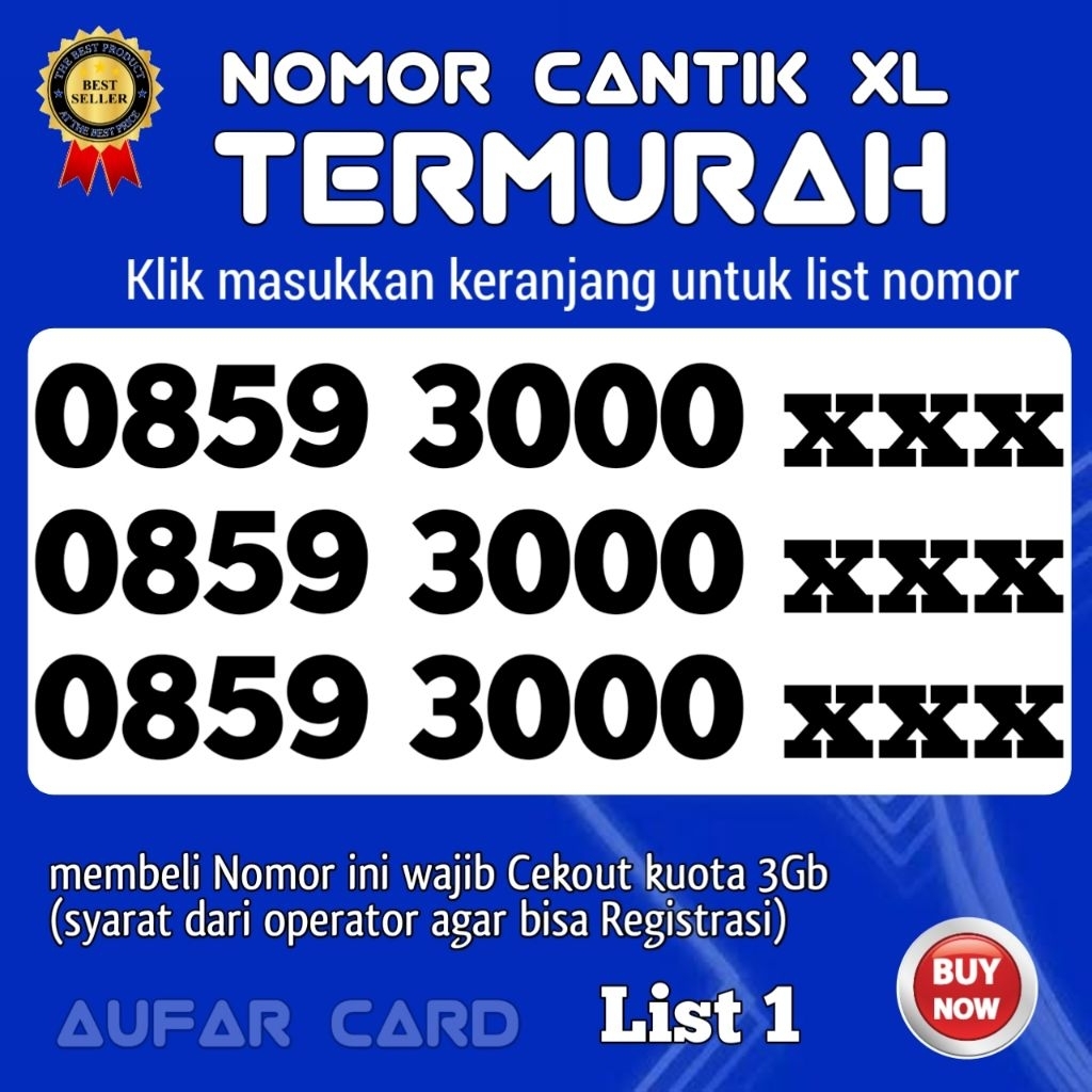 Kartu Perdana Nomor Cantik XL Super Rapi 000 3000 support 5G