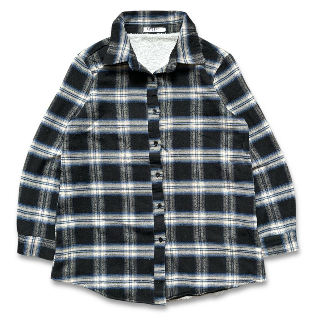 Vintage Altbeny Kemeja Wool Flannel with Sherpa / Fleece Furing Veterano (Kemeja Pria & Wanita)