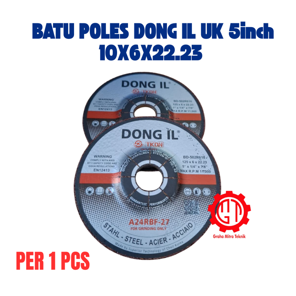 [Per 1 Pcs] Batu Gerinda Poles DONG IL 5" 125 x 6 x 22.23