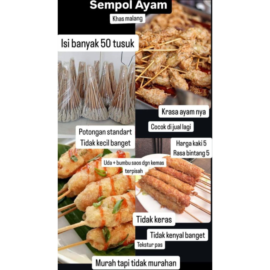Sempol ayam isi 50 tusuk free saos