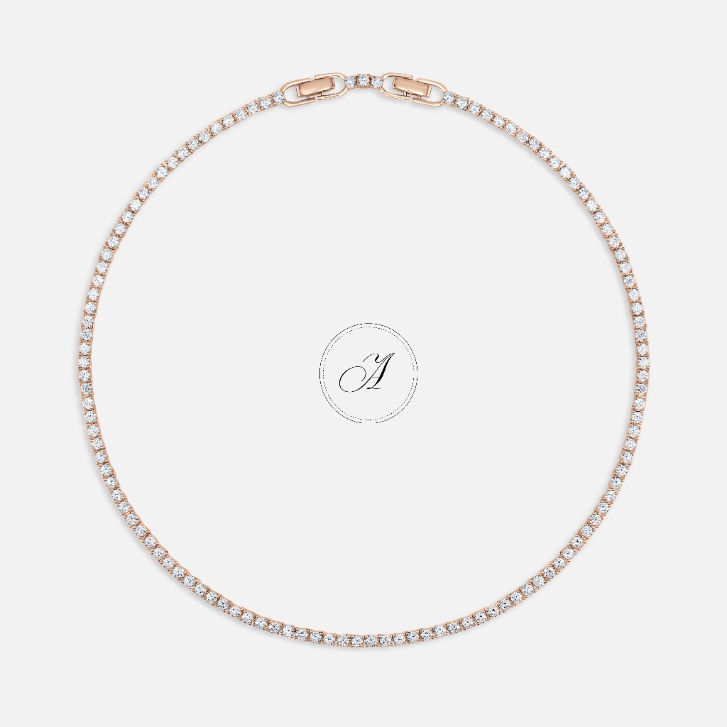 Alnneri - Ventrell Tennis Necklace Jewelry in Rose Gold | Perhiasan Kalung 18K Emas Asli Bersertifik