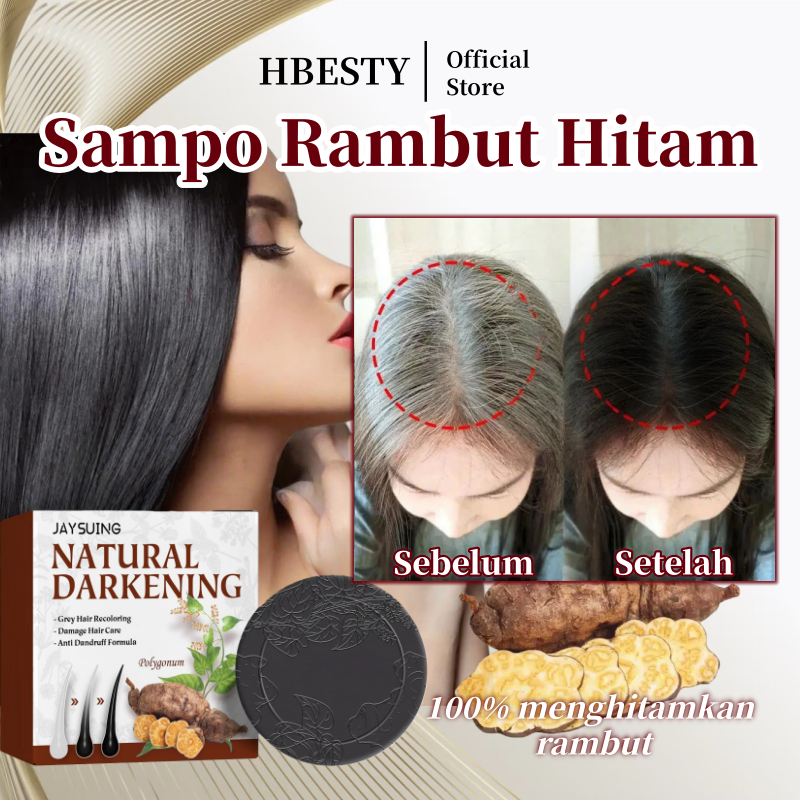HBESTY Rambut hitam Menghilangkan uban rambut Shampo penghitam rambut uban Sabun rambut hitam Rambut