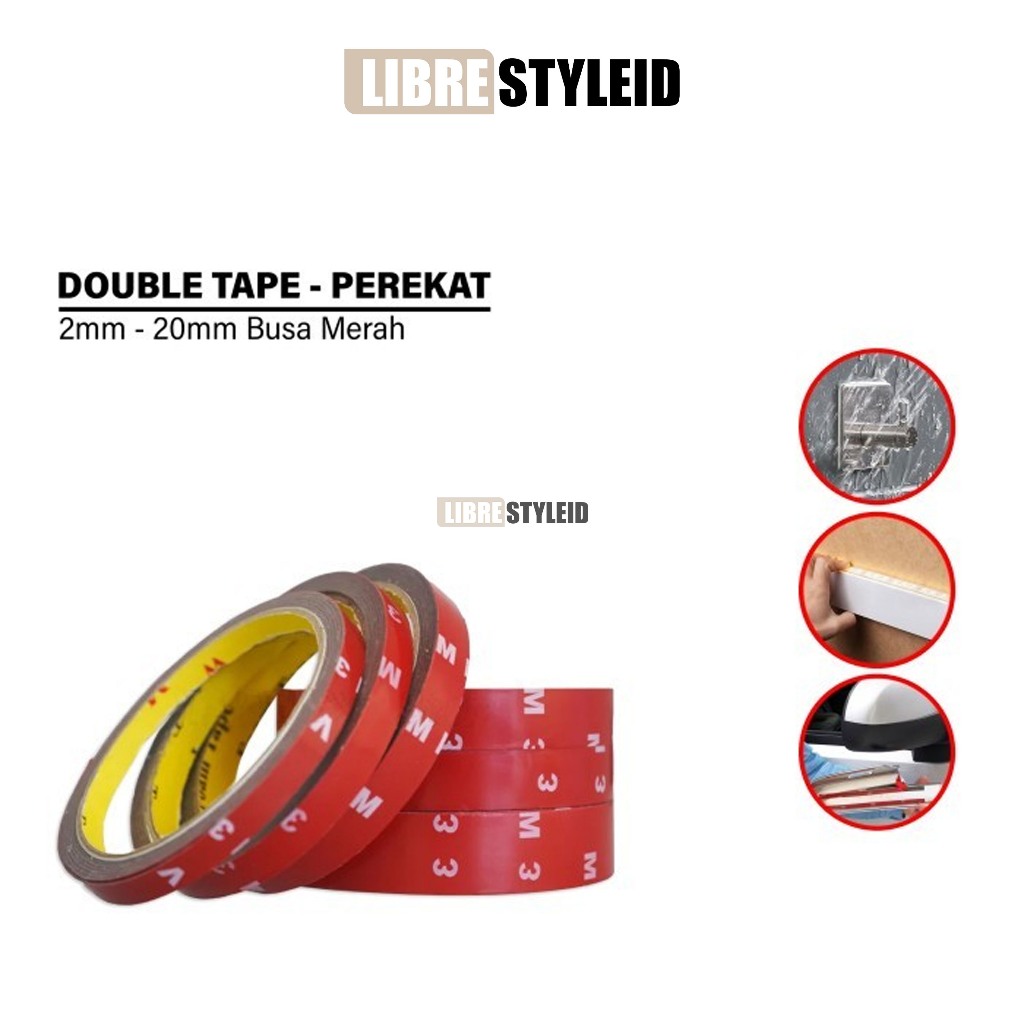 Double tape  Busa 3M - Perekat - Foam Tape - Double Tape Foam - Foam double side tape Merah Original