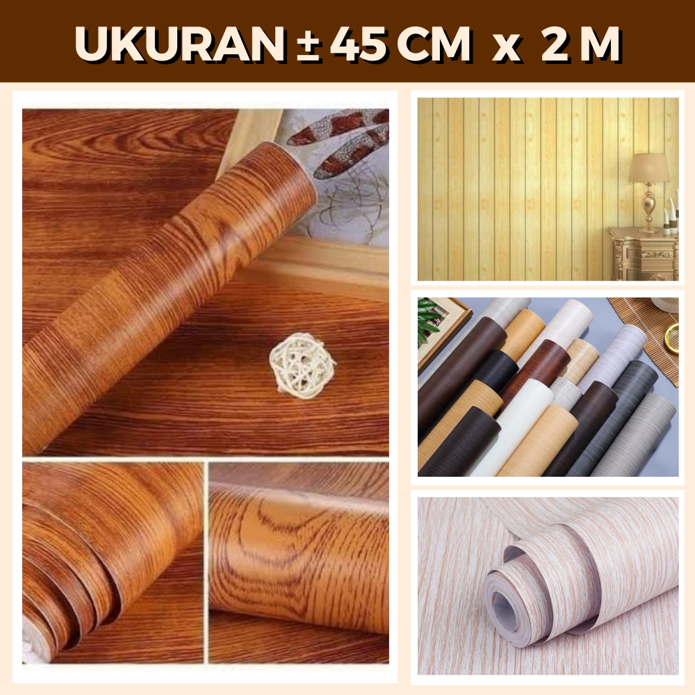 Wallpaper Sticker Dinding Perabotan Dapur Welpaper Tema Natural Kayu Oren Garis Panel Minimalis