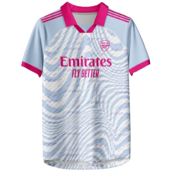 Jersey Arsenal Third Terbaru Biru Muda Pink Motif Gelombang Baju Bola BENGHAR.ID-124