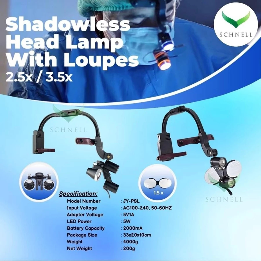 Dental Loupe Shadowless Head Lamp With Loupes - Kaca Pembesar Dokter Gigi / EE-0540