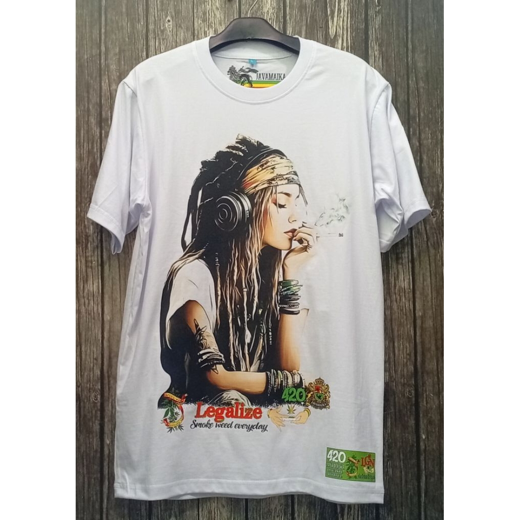 Kaos 420 THC Girl Putih Original Javamaika Roots Stuff