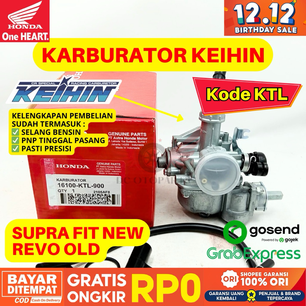 KTL KARBURATOR SUPRA FIT KEIHIN ORIGINAL AHM HONDA, KARBURATOR ORIGINAL REVO LAMA, KARBURATOR REVO, 