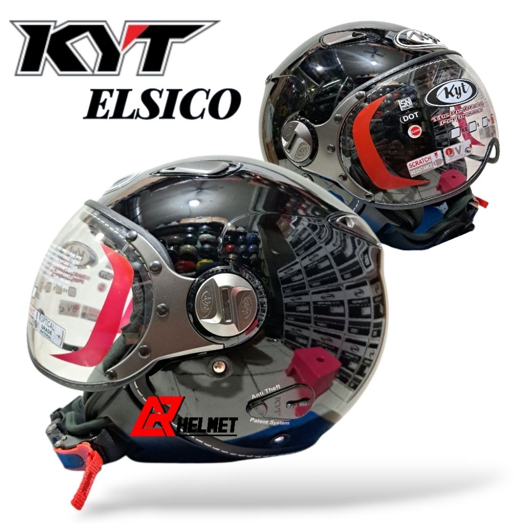 helm kyt elsico solid black/hitam glossy original