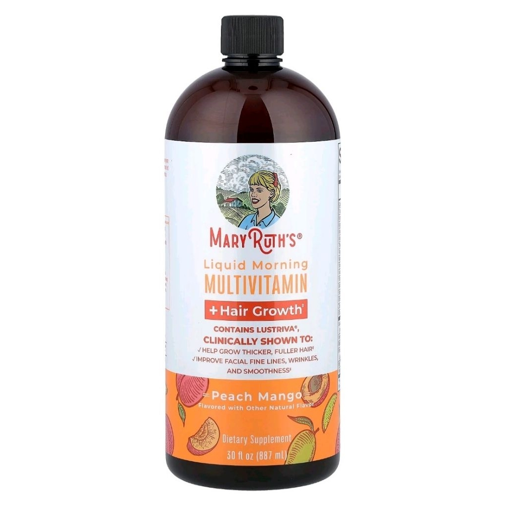 Mary Ruth's Liquid Morning Multivitamin + Hair Growth Peach Mango - 887 ml