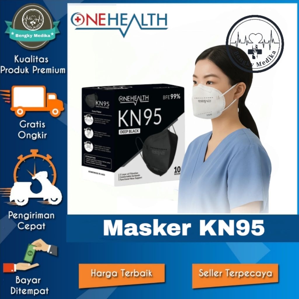 OneHealth Masker Medis KN95 5Ply Surgical Mask BFE 99%  Masker KN95
