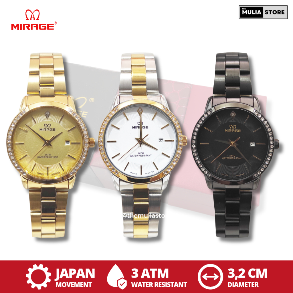 MIRAGE Jam Tangan Wanita Mirage Original 8805 BRP L Tanggal Analog