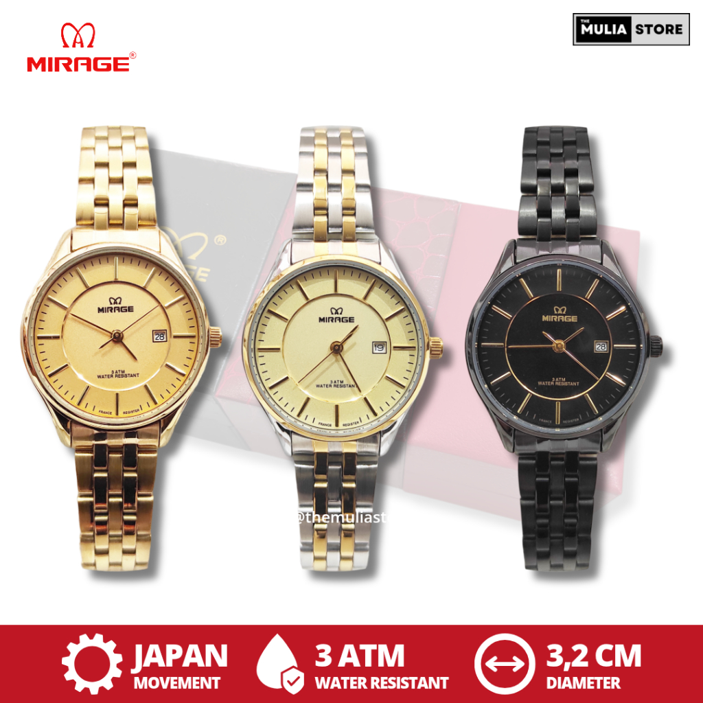MIRAGE Jam Tangan Wanita Mirage Original 8544 BRP L Tanggal Analog