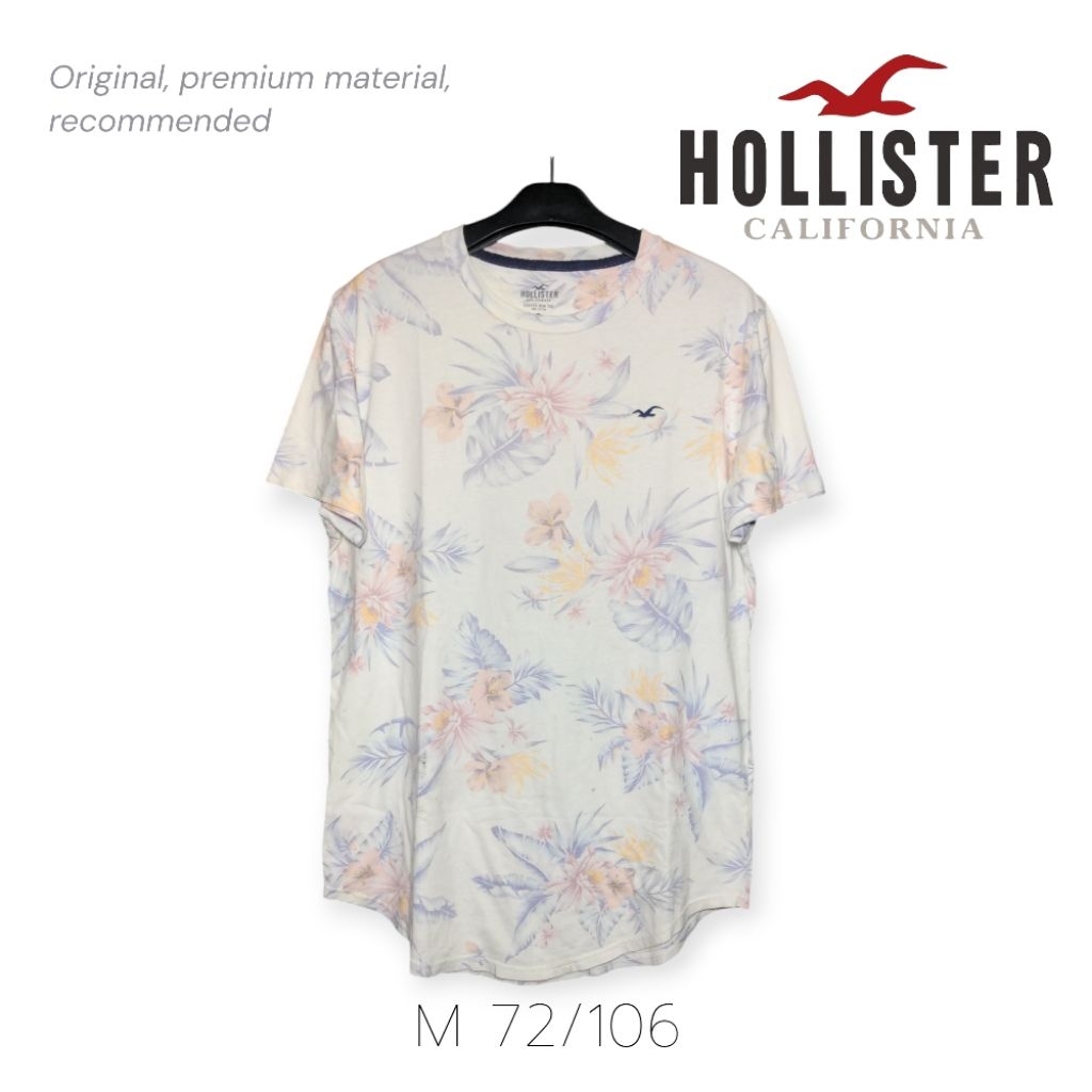 Hollister Kaos Original Lengan Pendek Short Sleeves T-shirt Cotton Flowers Size M