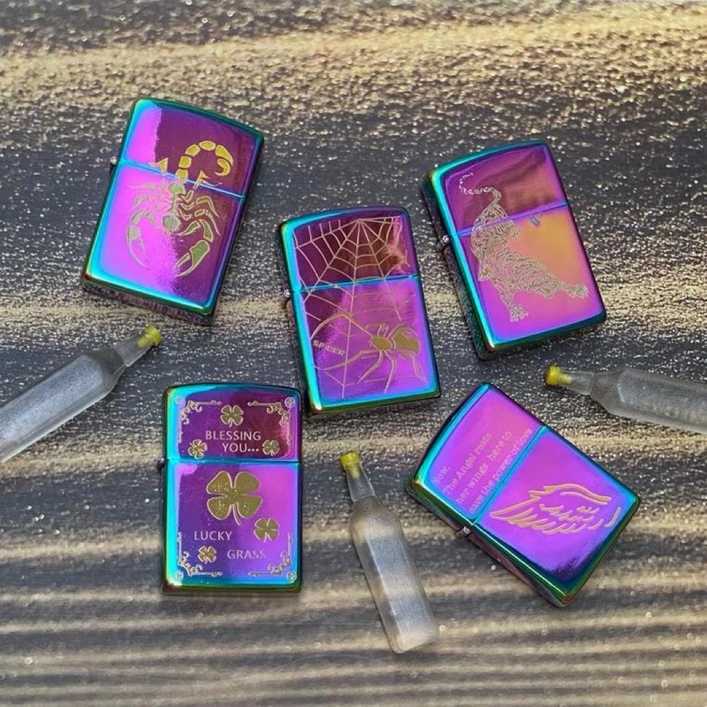 Korek Api Minyak Zippo Murah Set Box Pelangi Motif