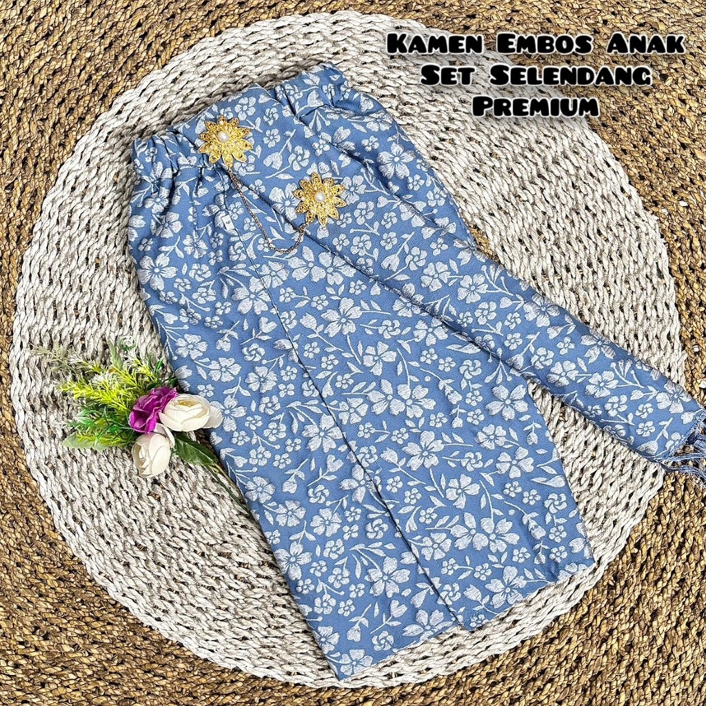 Kamen Anak Embos Set Selendang Premium Terbaru|Kamen Embos Anak Set Selendang Premium Terbaru