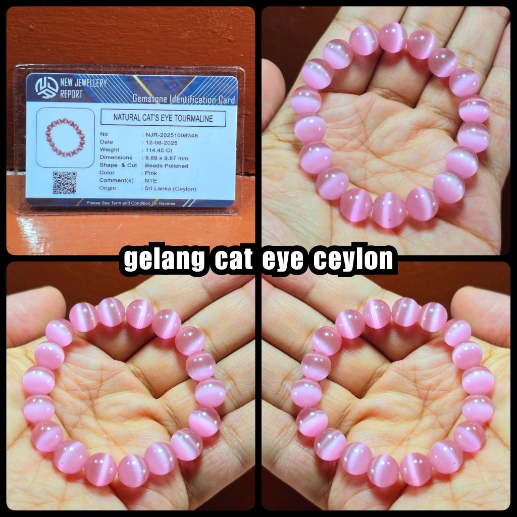 gelang batu cat eye srilanka ceylon kristal + memo lab
