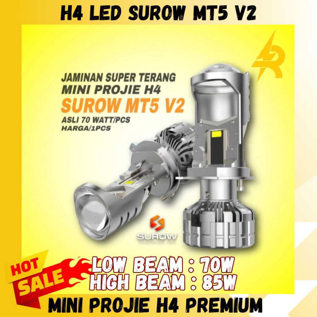 LAMPU LED MOBIL MOTOR H4 MINI PROJECTOR PROJIE SUROW MTS V2 SUPER TERANG 70 WATT