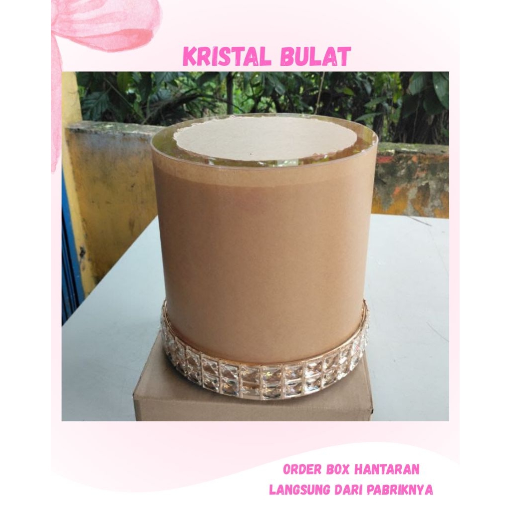 Nampan premium bulat kristal dolby/tray bulat kristal /crystal gold tray bulat/gratis packing kayu
