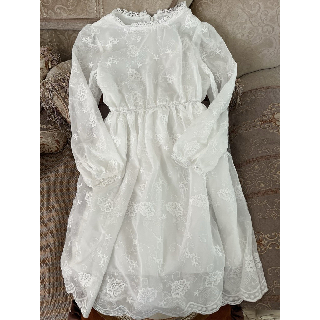 DRESS PESTA TUNIK NATAL BORDIR PUTIH PRADA FAIRY PANTAI BABYDOLL LOLITA KOREANSTYLE BKK VINTAGE