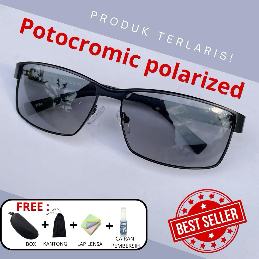 Kacamata pria berkendara siang malam lensa potocromic polarized anti uvAviator Besi Lensa Eyewear Su
