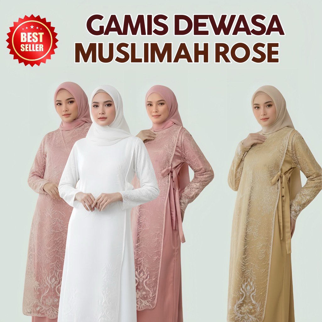 SUPER SALE GAMIS BRUKAT WANITA TERBARU 2023 BAJU MUSLIM LEBARAN KONDANGAN ROSE