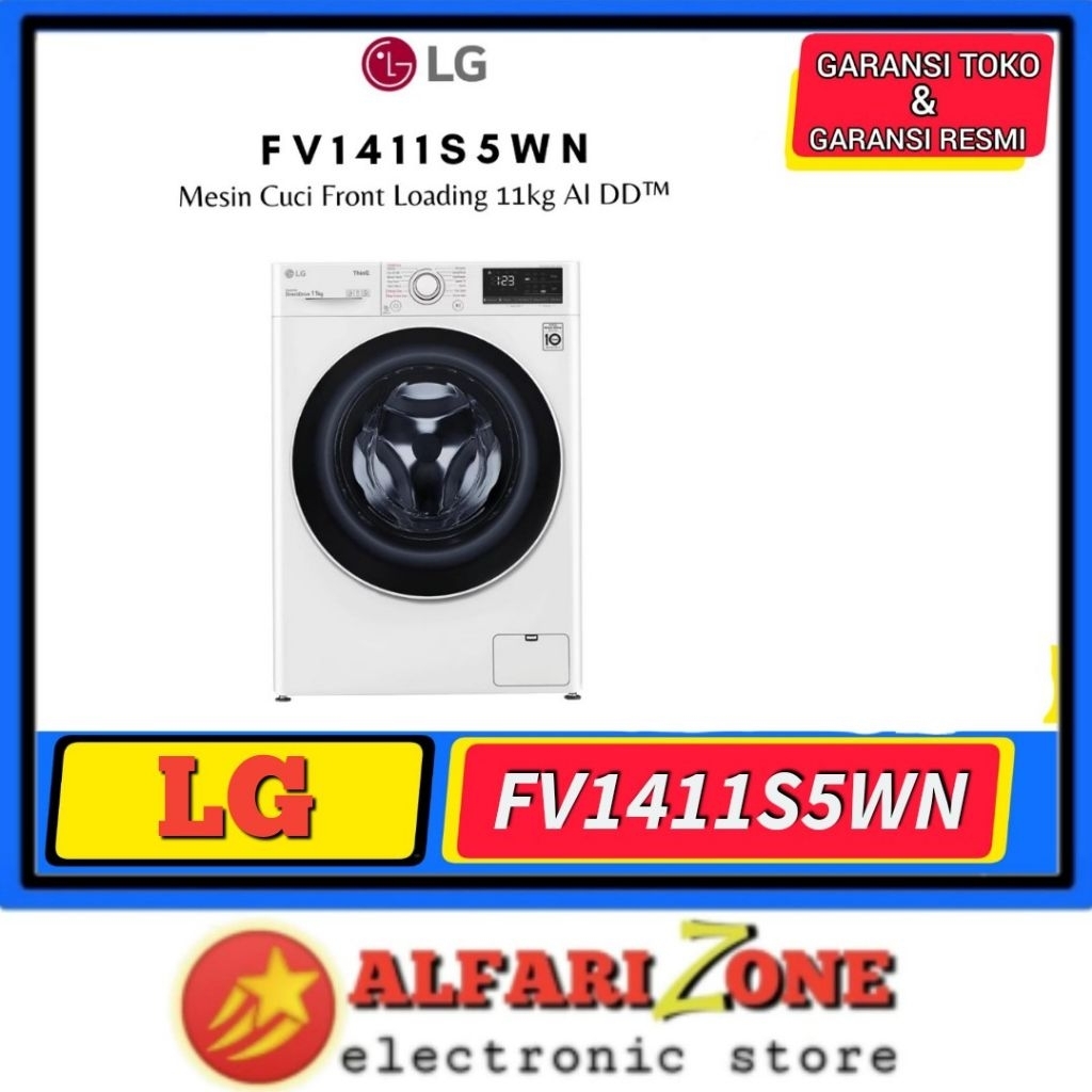 LG FV1411S5WN Mesin Cuci 11 Kg Front Loading 11kg LG FV1411