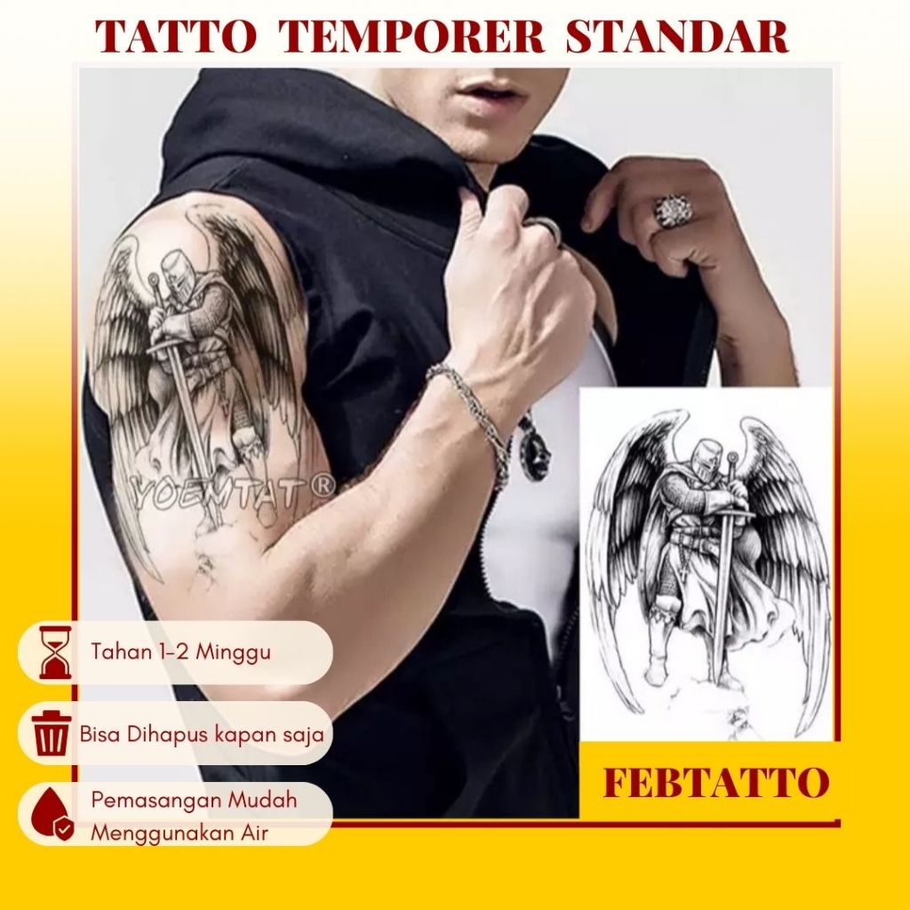 Temporary Tattoo Basic Size 21cmx15cm Halal Temporary Tattoo ksatria bersayap TH 575