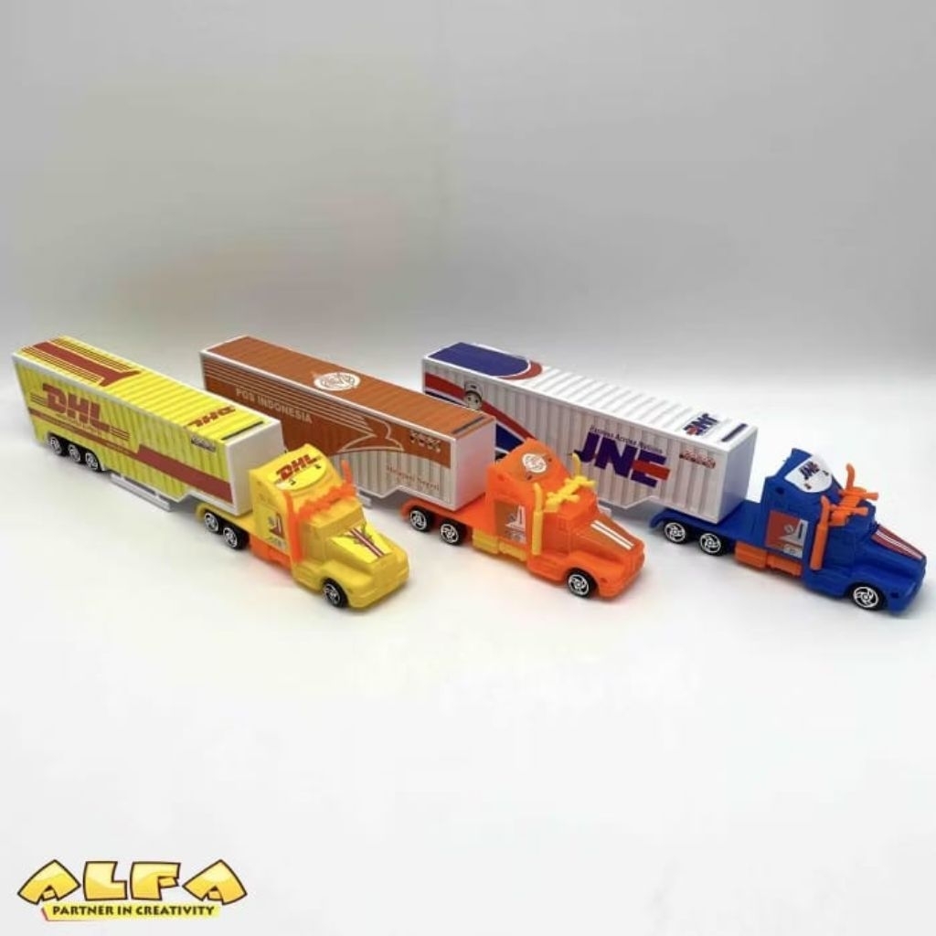 1220 Mainan Truk Kontainer Delivery Truck DHL Pos Indonesia | Truk Box Anak Laki Laki