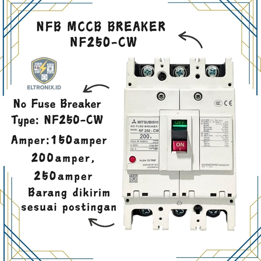 Nfb Mccb breaker Mitsubishi NF 250-CW 150a 200a 250a 3phase mccb Mitsubishi