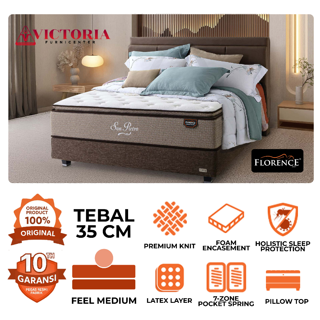 Florence  San Pietro  Kasur Saja Only  160 x 200  160x200  Matras Mattress Spring Bed Springbed Term
