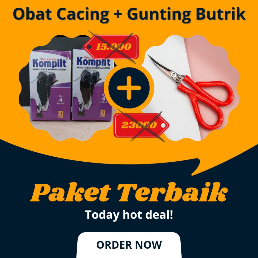 Paket Gunting Butrik butik tanduk domba garut model kodok dan Obat Cacing Komplit