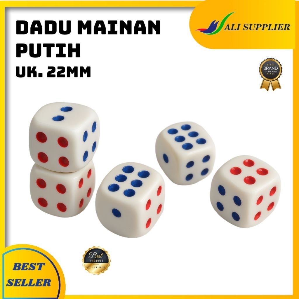 Dadu dice plastik 22mm x 22mm MURAH / DADU PUTIH / DADU MAINAN / BOARD GAME / DICE / WHITE DICE / DA