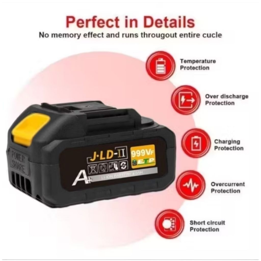 BATERAI MESIN IMPACT BATTERY 999VF 10CELL BATERAI IMPACT WRENC GERINDA BOR JLD SUNC KAMOLE NAGAWA