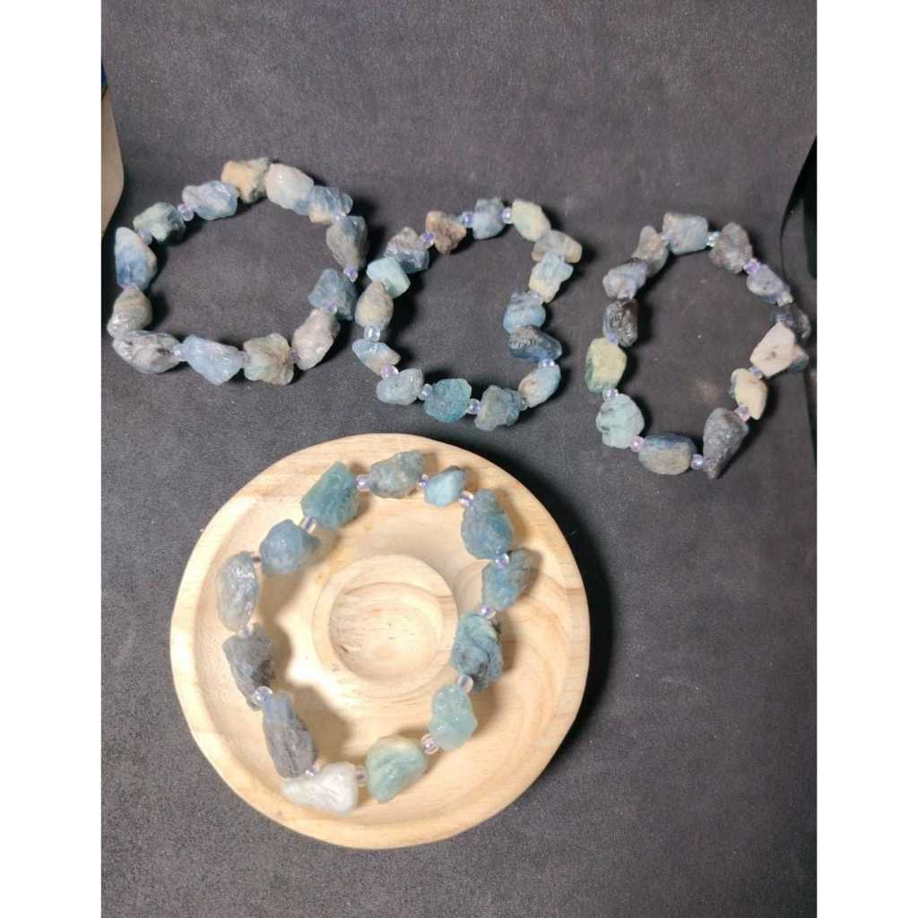 Gelang Ghost Aquamarine Rough 12 mm Top Grade