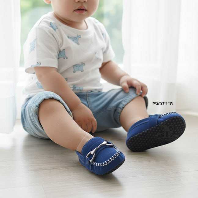 MILLI Cow WHITE Sepatu Bayi Sneakers Prewalker Baby Shoes motif BOLA Anti Slip Laki Casual PW1737 Ma