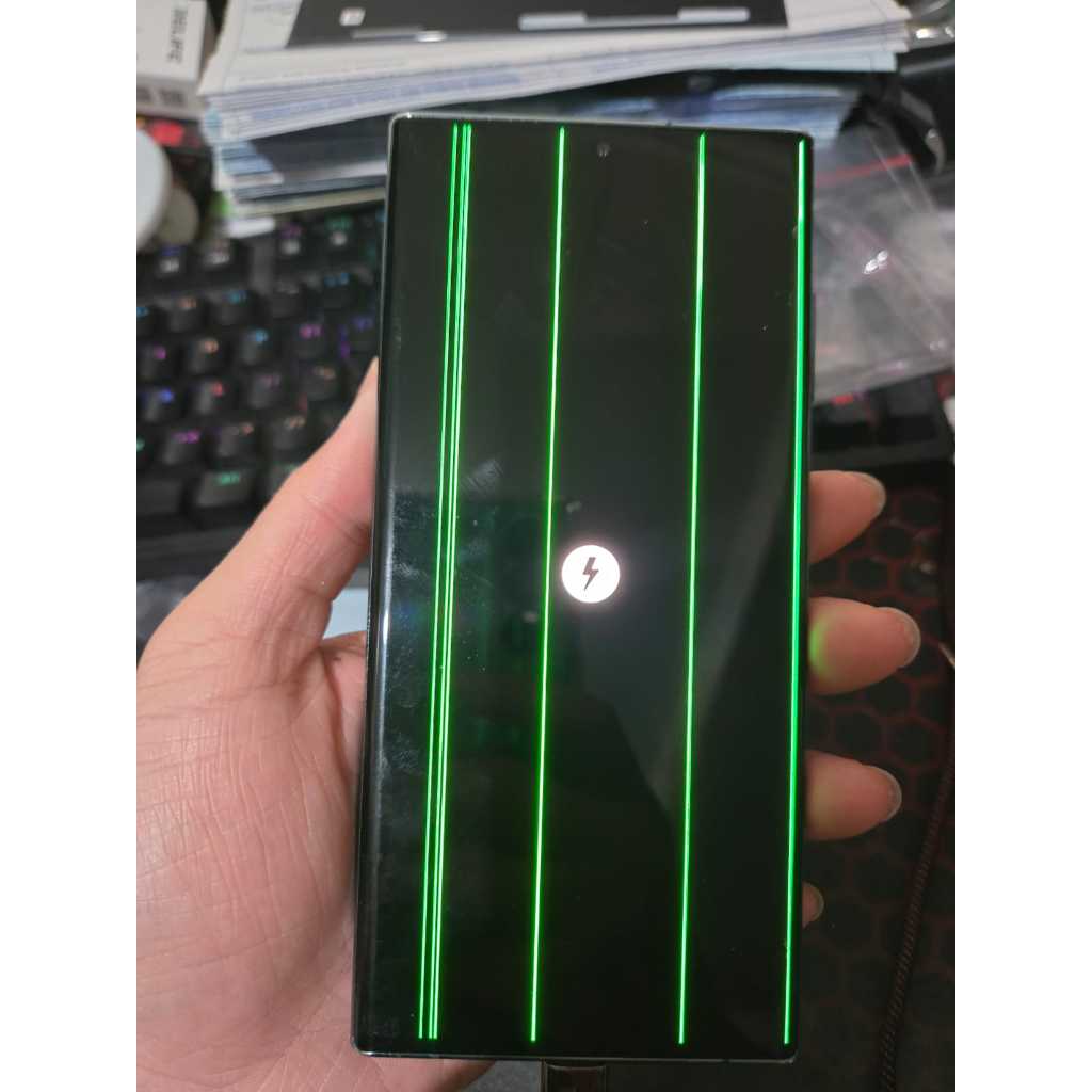 LCD SAMSUNG S22 ULTRA BONUS FRAME HIJAU GARIS GREENLINE