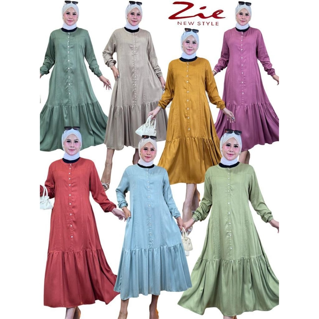 gamis midi zie kancing full