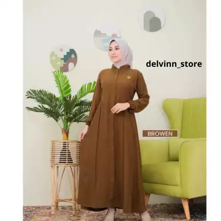 Gamis Bahan Crinkle Airflow Premium Baju Wanita Muslimah Polos