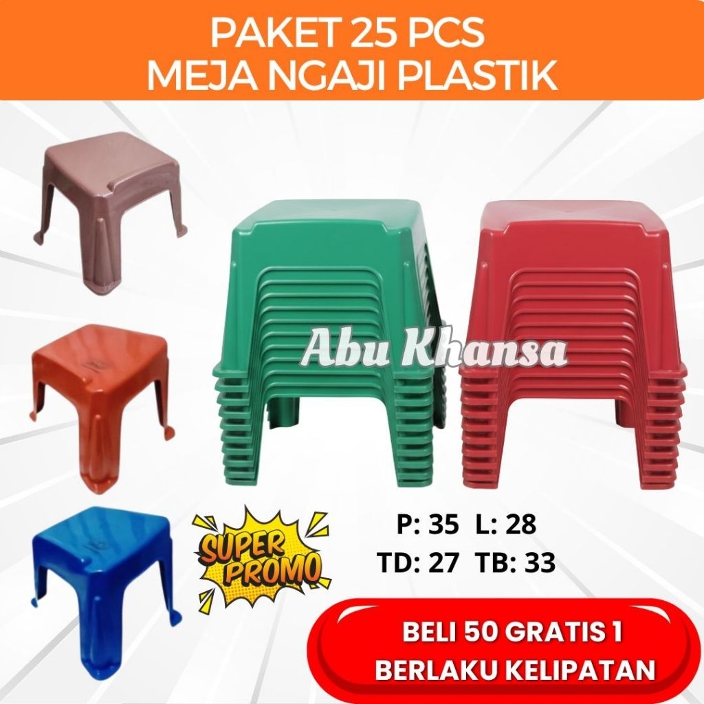 Paket 25 Pcs Meja Ngaji Plastik Grosir Lekar AlQuran Bangku Ngaji Meja Belajar