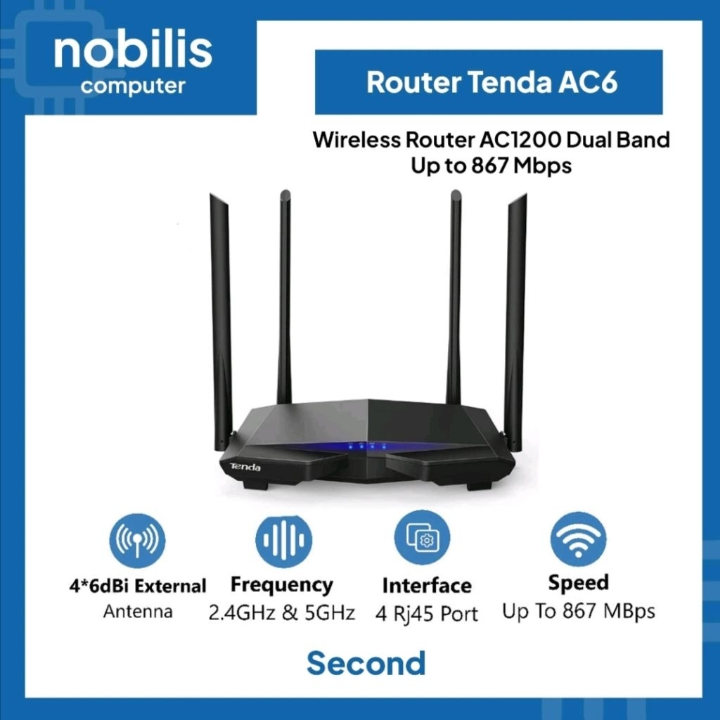 Tenda AC6 AC7 AC8 AC10 AC1200 Router Wireless Smart Dual Band 4 Antena Access Point 2.4Ghz & 5 Ghz